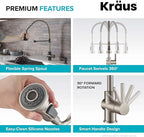 KRAUS Britt Commercial Style Pre-Rinse Kitchen Faucet with Deck Plate in Brushed Gold/Matte Black, KPF-1690BGMB