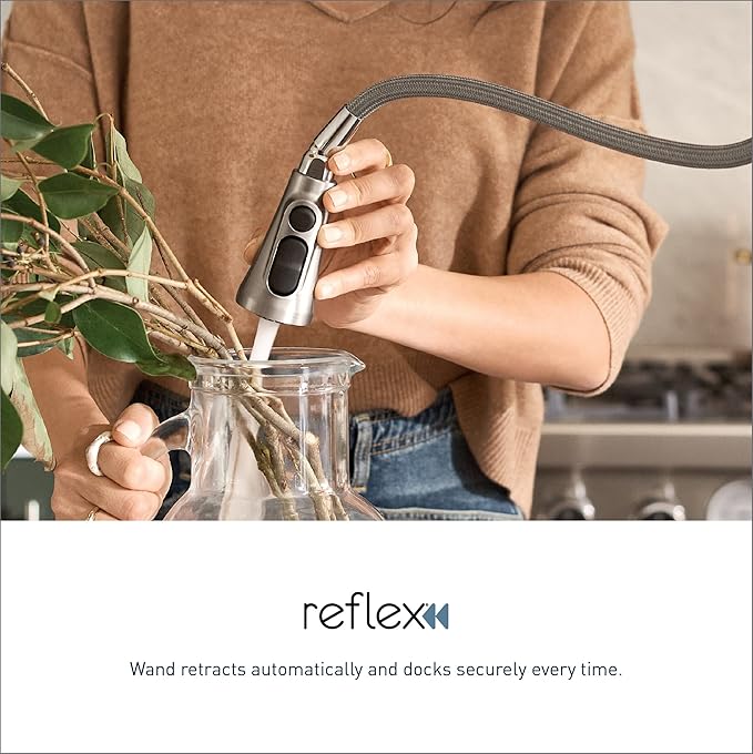 Moen Sombra Spot Resist Stainless Single-Handle Pull-Out Sprayer Kitchen Faucet with Soap Dispenser and Power Clean, 87701SRS