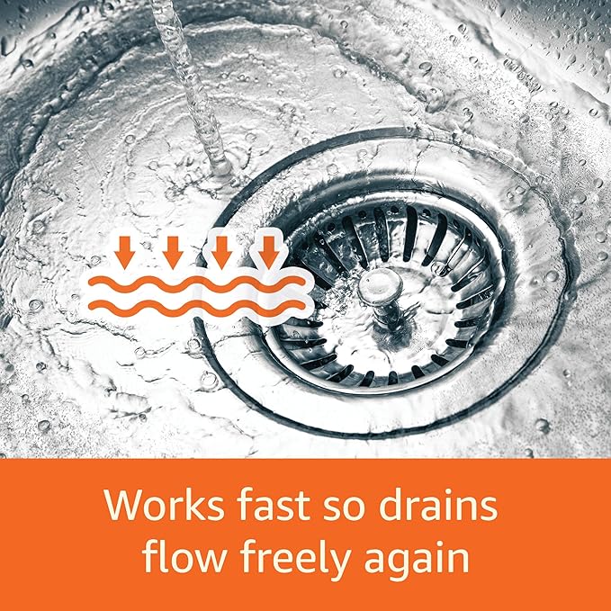 Amazon Basics Max Strength Gel Drain Clog Remover and Cleaner, 80 Fl Oz, Pack of 2