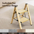 Taranta 2 Step Ladder,Aluminum Lightweight Folding 2 Step Stool with Anti-Slip Wide Pedal,330lbs Capacity Step Ladder for Household,Kitchen,Office - Gold