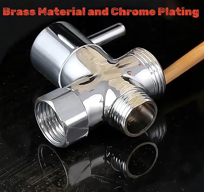 1/2" Brass 3-Way Switch Valve Shower Switch Adapter with Seal, Three-Way Vents Adapter Switch Valve for Shower System, Kitchen, Bathroom, Chrome