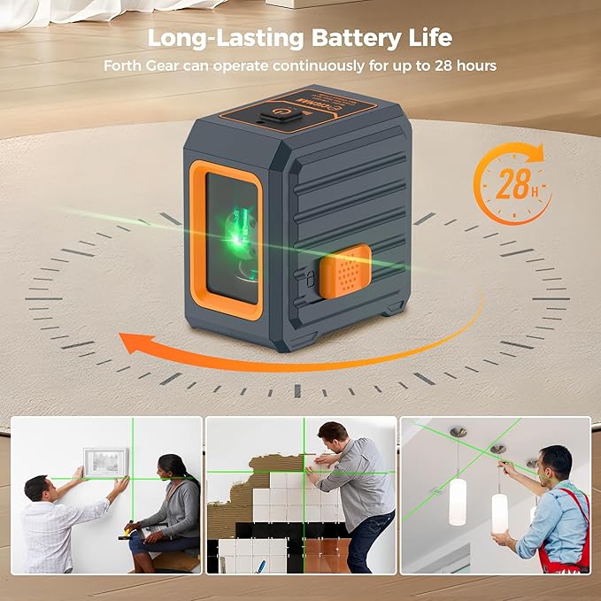 CIGMAN Laser Level with Tripod, (36.6 inch) 100Ft Self-Leveling Green Cross Line Laser, 150° Vertical Beam,Outdoor & Indoor Use – Picture Hanging, Tiling, Construction – Battery & Bag Included.