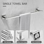 TQKAG 5-Piece Bathroom Hardware Set Brushed Nickel Classic Wall Mounted SUS304 Stainless Steel Bathroom Accessories Set 23.6" Towel Rack for Bathroom, Brushed Nickel
