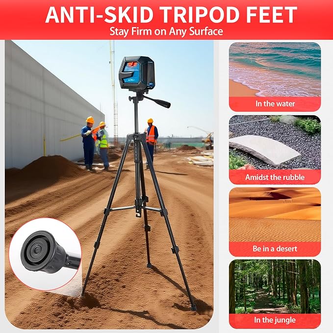 Laser Level Tripod Compatible with Bosch, Height Adjustable Laser Level Stand, 1/4"-20 Thread Mount, Collapsible Legs and Non-Skid Feet, Tripod Stand with Carrying Pouch, for Line and Point Lasers