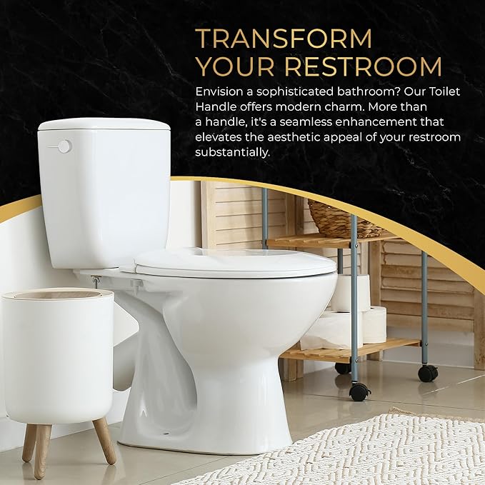 RAVINE Premium Modern Luxury Universal Toilet Handle Replacement, Majestic Collection. Toilet Lever Replacement, Easy Install (Chrome, Side Mount)