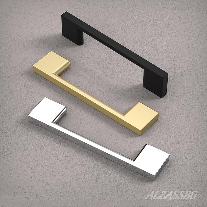 Alzassbg 5 Pack Polished Chrome Cabinet Pulls, 7-1/2 Inch(192mm) Hole Centers Rectangle Cabinet Handles Kitchen Pulls for Drawers and Cabinets AL3051CP