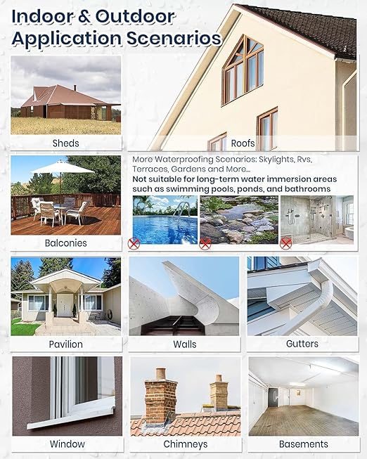 Transparent Waterproof Coating, TUFINEIN 35oz Invisible Waterproof Agent Indoor & Outdoor Sealant Water-Based Clear Sealant Roofs, Walls, Garden, Terraces