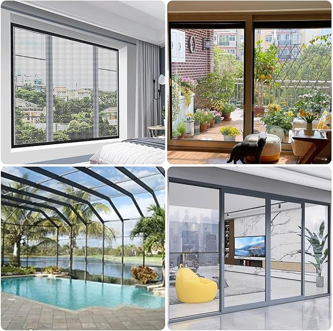 Fiberglass Screen Roll 36" x 100' A Continuous Roll UV Protection Install and Repair Door and Window Screen (36" x100', Black)