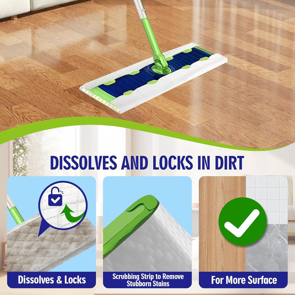 20 Count XL Heavy Duty Wet Mopping Cloths Refill Compatible with Swiffer Sweeper XL Mop, Disposable Wet Pads Refill X-Large Size for Multi-Surface Floor Cleaning, Unscented