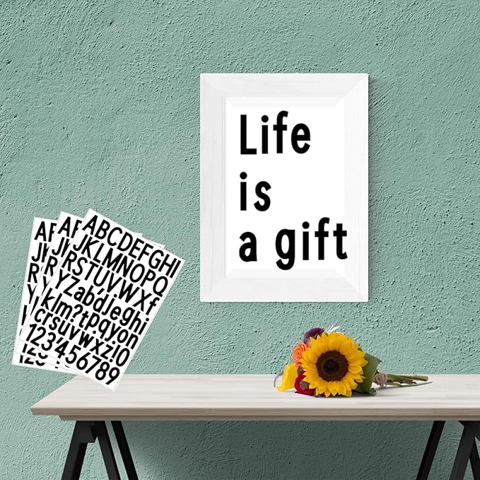 10 Sheets Vinyl Letter Number Stickers, Self-Adhesive Alphabet Stickers, Waterproof Mailbox Number Sticker Letters for Mailboxes,Door,Cars,Boats, Address Signs (Black, 1.5 inch)