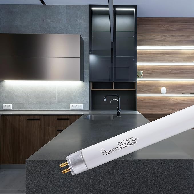 22 Inch F14T5/DL Fluorescent Light Bulb, 6500K Daylight, T5 14 Watts Fluorescent Replacement Bulb for Counter and Cabinet Fixture, G5 Base - 6 Pack