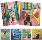 Oil Painting Swedish Dishcloths for Kitchen, 6 Pack Black Cat Wall Art Reusable Paper Towels Washable, Absorbent Dish Rags for Washing Dishes Housewarming Gifts
