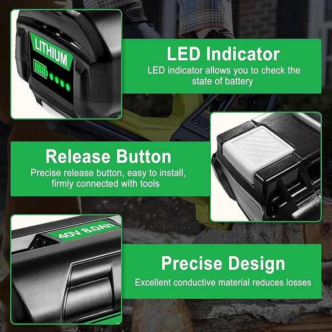 8000mAh Replacement Battery for Ryobi 40V Battery OP4015 OP4050A OP4040 OP4050 OP40201 Compatible with Ryobi 40V Cordless Power Tools (4pack)