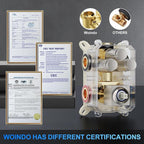 Shower Faucet Set, 12" Wall Mount Rainfall Shower System with 2 Rain Shower Head and Multi-function Handheld Head Push Button Diverter Shower Faucet Trim Kit, Brushed Nickel