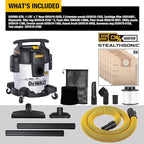 DEWALT 5 Gallon 4 HP STEALTHSONIC Shop Vacuum Wet and Dry DXV05S-QTB Ultra Quiet Stainless Steel Wet/Dry Vacuum Cleaner with Powerful Suction for Garage, Jobsite, and Workshop
