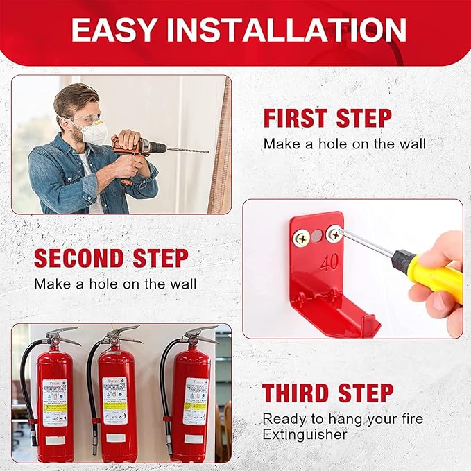 Queekay 20 Pack Fire Extinguisher Mount Universal Bracket 5 to 40 lb Fire Extinguisher Holder Wall Hook Hanger(Classic Style)