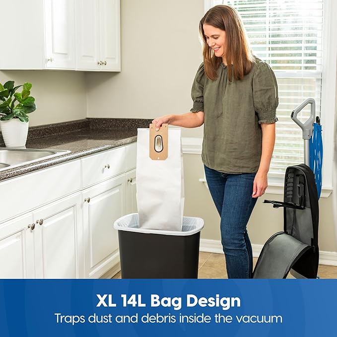 Vacmaster UB0402 Commercial Vacuum Cleaner Ultra-Lightweight 14L Capacity Bagged Upright Vac with LED Headlight and 2-Speed Setting Powerful Suction for Pets, Carpets & Hard Floor