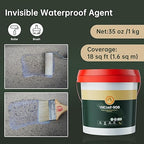 35 oz Transparent Waterproof Coating, Clear Liquid Sealant Invisible Waterproofing Adhesive Leak Repair Agent for Concrete, Wall, Wood, Brick, Water-Based Outdoor & Indoor Paint Sealer 1KG