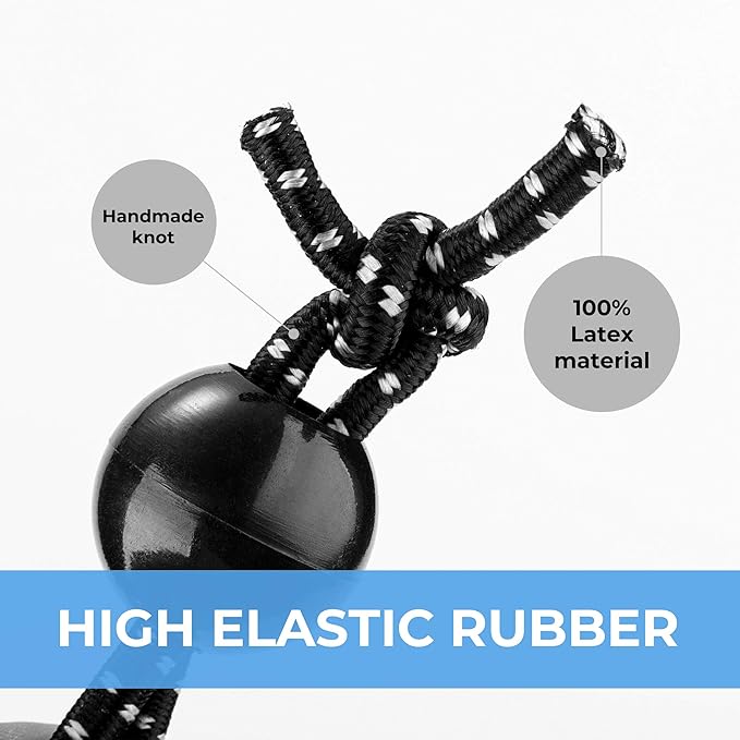 Cartman 90 Pack 6 Inch Ball Bungee Cords Canopy Ties with Elastic String for Canopy, Tarp, Straps, Tent, Black