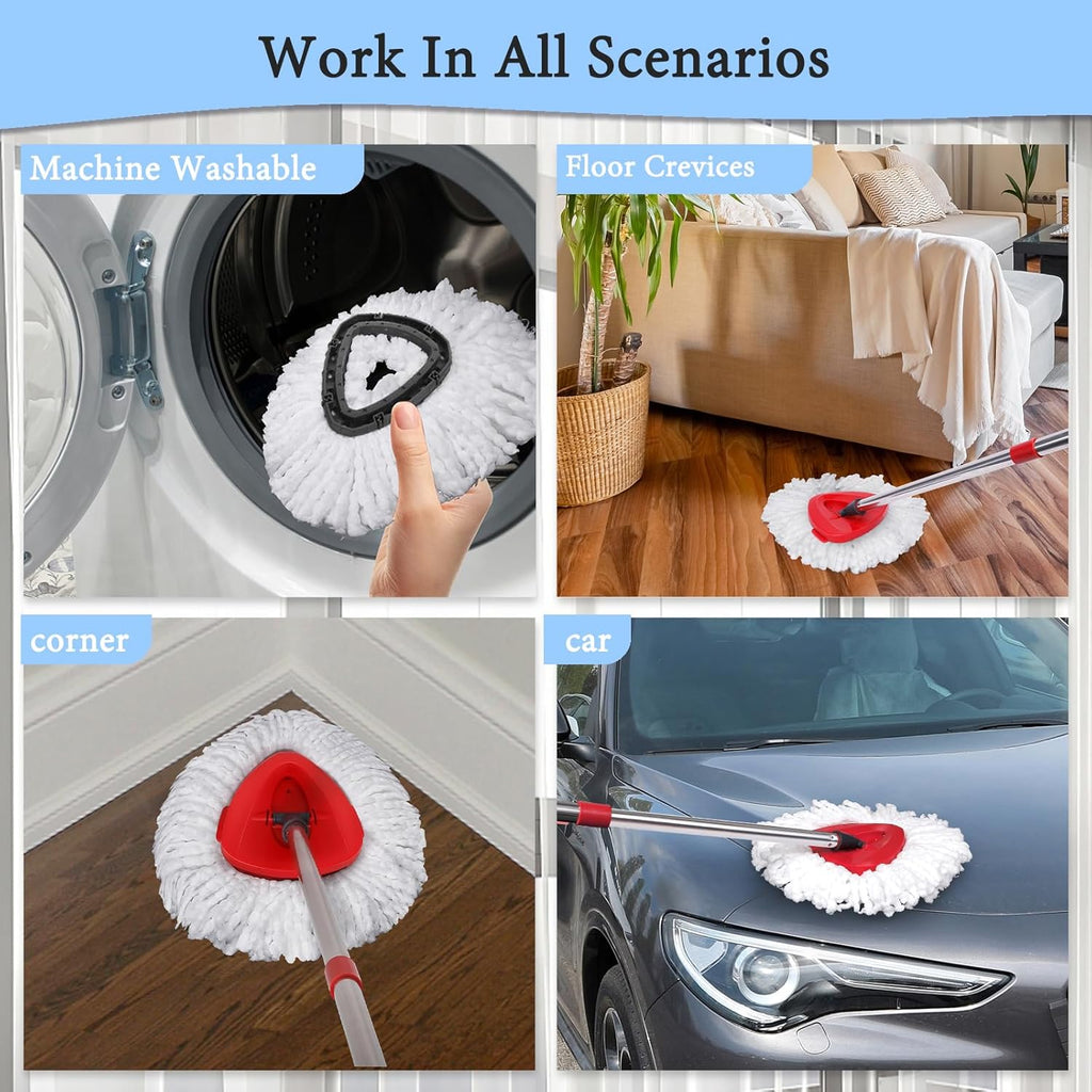 6 Pack Mop Replacement Heads Compatible with Oceda EasyWring 1-Tank System - Includes 1 Mop Base, Microfiber Mop Refills, Easy Cleaning Mop Head Replacement