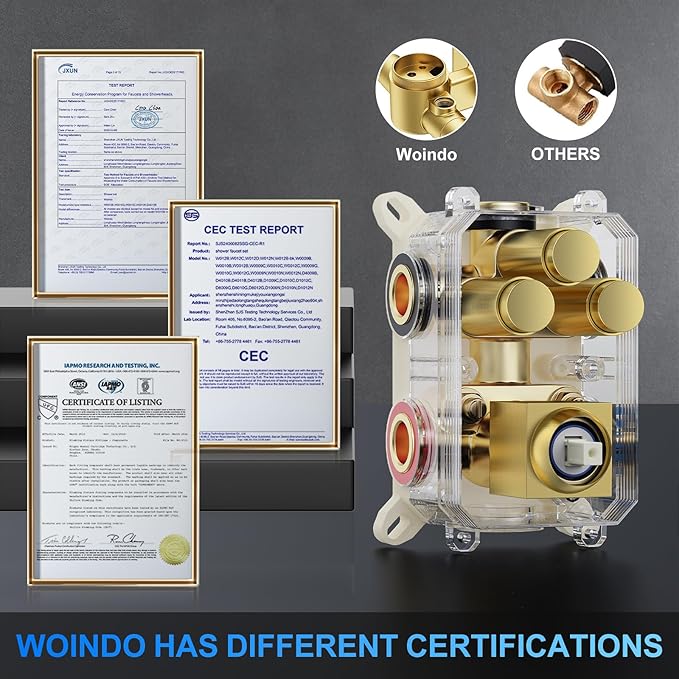 Shower Faucet Set, 10" Ceiling Mount Rainfall Shower System with 2 Rain Shower Head and Multi-function Handheld Head Push Button Diverter Shower Faucet Trim Kit Brushed Gold