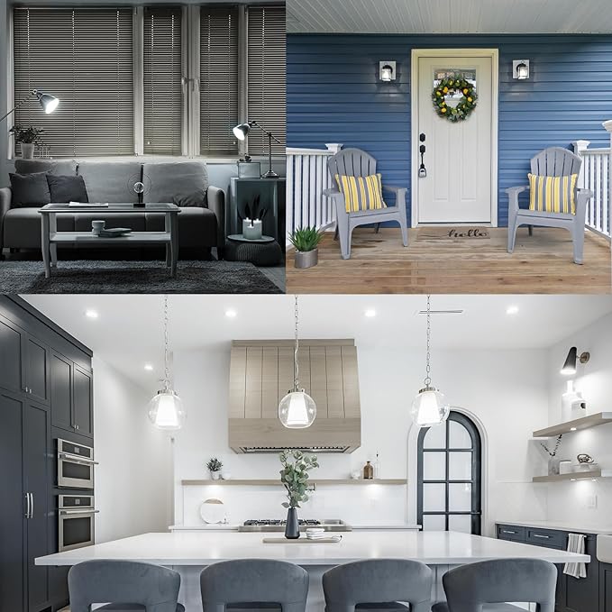 LUXRITE Vintage A19 LED Light Bulbs 60W Equivalent, 5000K Bright White Dimmable, 800 Lumens, Standard LED Edison Bulb 8W, UL Listed, E26 Base (6 Pack)