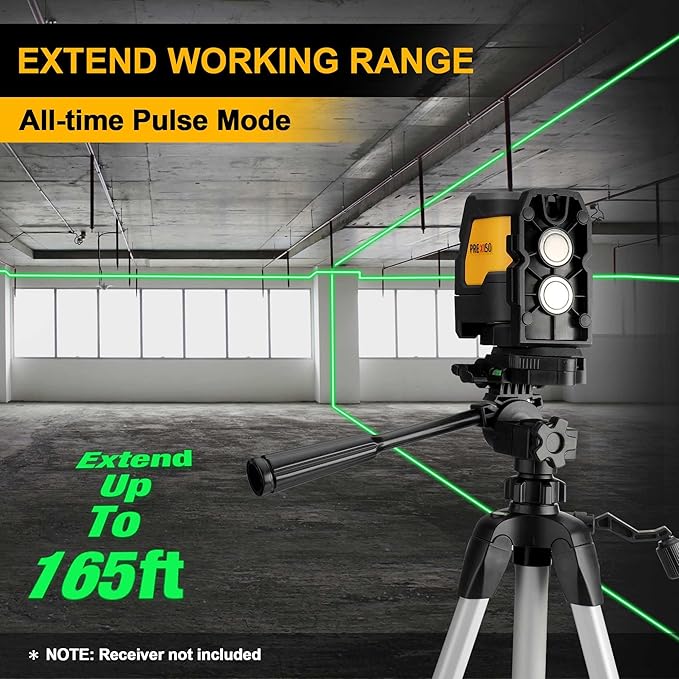 Prexiso Laser Level with Tripod, IP54 Professional 150 Wide Angle - 100Ft Cross Laser Line Tool for Construction, Ceiling Alignment, Floor Tile