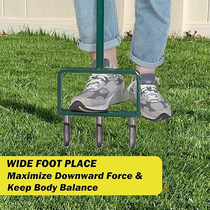 Lawn Aerator, Push Core Aerator Lawn Tool, Stainless Steel 3-Corer Hand Aeration – Manual Yard Plug Aerator for Compacted Garden Soil, Garden Care, Gardening Core Aeration Tool