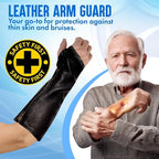 Arm Chaps Leather Protective Sleeves Arm Guard - Prevent Cuts, Scratches & Bruises - Genuine Cowhide - Ideal for Gardening & Construction - Left & Right Form-Fitting. Black (1 Pair/Small).