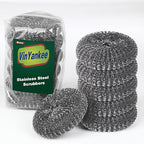 6PCS Steel Wool Scrubber Wire Sponge Set, Barbecue Grill Cleaning Scrubber Pads, Stainless Steel Scrubber Replacement for Scouring Messes from Cast Iron, Pots, Pans, Grill, Stoves, Sink (6 Pads)