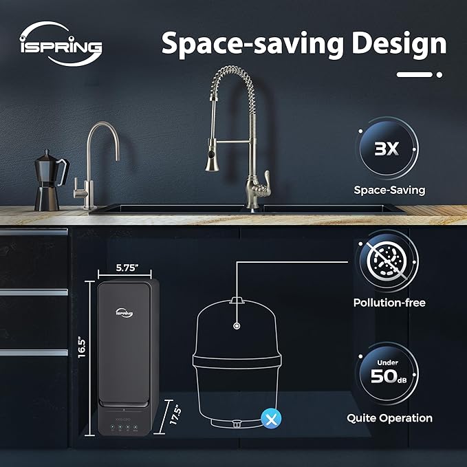 iSpring RO1000-BN Tankless Reverse Osmosis Water Filtration System, 1000 GPD Fast Flow