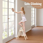 GameGem 2 Step Ladder, 2 Step Stool for Adults, Folding Step Ladder with Secure Footing, Widened Pedal, Aesthetically Pleasing Looking, Blends Right into Domestic Rooms, Cream Chocolate