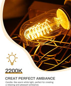 DORESshop Edison Bulbs [4 Pack], 60 Watt Light Bulbs, Incandescent Light Bulbs, T45, 110-130 Volts, E26 Bulb, Spiral Filament Lightbulbs, Dimmable Decorative Light Bulbs, Amber Glass, Warm White