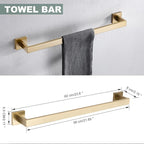 Brushed Gold Bathroom Towel Bar Holder Sets Premium Stainless Steel 4-Piece Bathroom Hardware Set Wall Mounted Bathroom Toilet Paper Holder with Shelf Set.