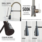 VIGO Brant 19'' H Single Handle Pull-Down Sprayer Kitchen Faucet in Matte Brushed Gold and Matte Black-VG02003MGMB