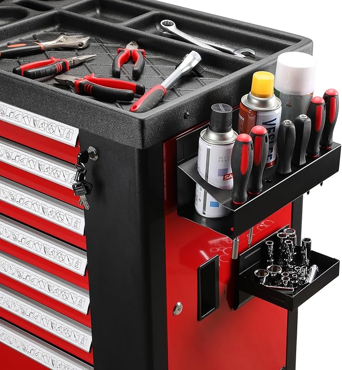 Mayouko Magnetic Toolbox Shelf, Tray and Holder, 4-Piece Magnetic Toolbox Tray Set Tool Box Cabinet Side Shelf Storage, Workshop