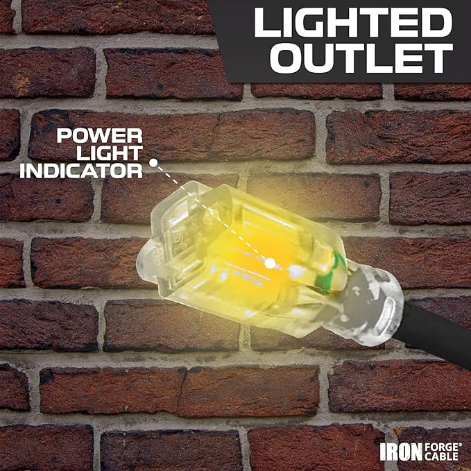 Iron Forge Cable 2 Pack 12 Gauge Outdoor Extension Cord 25 Ft, SJTOW 12/3 Heavy Duty Extension Cord 3 Prong - Oil Resistant & Flame Retardant