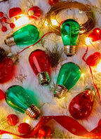 Minetom S14 LED Christmas Replacement Light Bulbs, UL Listed, 1 Watt E26 Medium Base Plastic Shatterproof LED Edison Bulbs, Easily Screw in Strings Spools Strands, Red & Green, 20 Pack