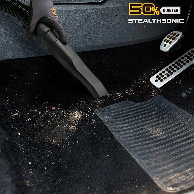 DEWALT 10 Gallon 5.0 Peak HP STEALTHSONIC Shop Vacuum Wet and Dry, Ultra Quiet Wet Dry Vac, Ideal for Jobsite, Garage, Car & Workshop, DXV10P-QT with Attachments & Powerful Suction, Portable Cleaning
