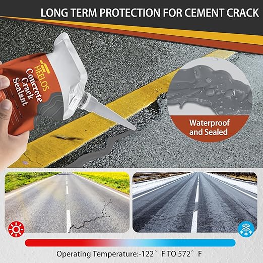Concrete Crack Filler, 4 Pack Self Leveling Crack Sealant Repair Sealer, High Elasticity Cement Crack Filler, Waterproof Caulking Glue for Driveway, Patio, Sidewalk, Concrete Joint Repair, Grey