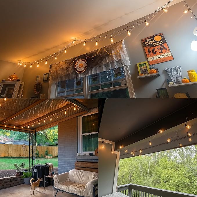 10 Pack Replacement Bulbs for Outdoor String Lights, ST40 Clear Edison Light Bulbs with 7W E17 Intermediate Screw Base Vintage Light Bulbs for Indoor Outdoor Christmas Patio Backyard Decor, Warm White