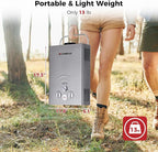 CAMPLUX Portable Water Heater 1.58 GPM, BW158G Propane Water Heater Outdoor, 41,000 BTU, Camping Shower, Easy to Install, Gray