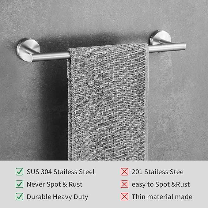 Bathroom Hardware Set 10 Pieces, Stainless Steel Towel Bar Set Includes 16 inch Towel Bar, Towel Hook, Towel Ring Toilet Paper Holder