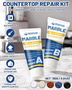 Marble and Granite Repair Kit (Color Match), 160g/5.64oz Quartz Countertop Repair Kit for Chips Holes Dents Defects Scratches Cracks, DIY Fix Reattaches Porcelain Tile Sink Stone Other Hard Surfaces