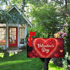 Valentine's Day Mailbox Covers Magnetic Standard Size 21x18 Inch Red Heart Mailbox Cover Love Mailbox Wraps Post Letter Box Cover for Outdoor Garden Decorations