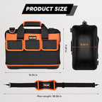 16 Inch Tool Bag Heavy Duty Tool Box Organizer, Portable Tool Organizers and Storage Bag, Tactical Toolbox with Anti-Slip Base & Adjustable Strap for Electrician, DIYer, HVAC, Mechanic