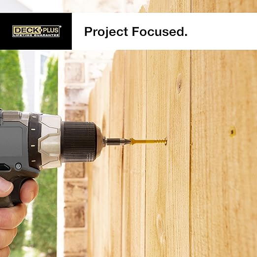 Deck Plus 2-1/2 Inch Epoxy Coated Exterior Wood and Fence Screws #10 x 2-1/2" Torx/Star Drive Included Coarse Thread, Outdoor Rust Resistant Decking Screw, Silver, 5lb Box, 365 Pieces | 48465