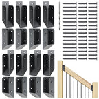 201 Stainless Steel 2" x 4" (1 ½" x 3 ½" Actual) Deck Railing 35° Stair Connectors, for Deck Railing Stair Handrail Connection Installation Deck Railing Bracket (8 Pair-Black)