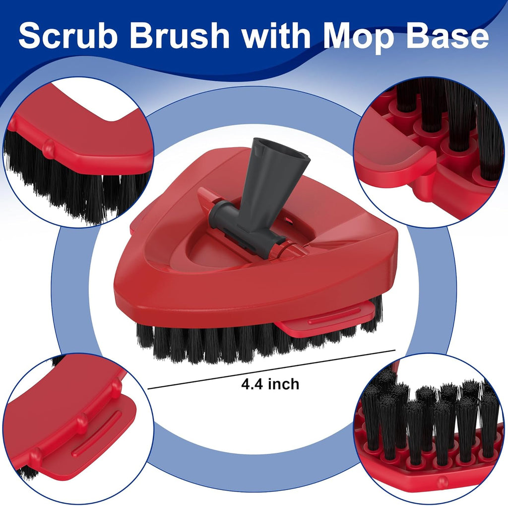 Scrub Brush with Mop Base — Aftermarket Replacement for 2‑Tank Spin Mop Systems, Triangle Scrub Head with Nylon Bristles for Hard Floor Cleaning — 1‑Pack