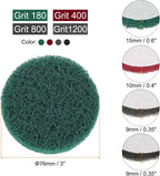 HARFINGTON 4pcs Scrubber Scouring Pads 180 400 800 1200 Grits 3 Inch Drill Power Brush Hoop and Loop Surface Conditioning Disc Drill Scuffing Disc Scrub Pads for Kitchen Cleaning, 4 Colors